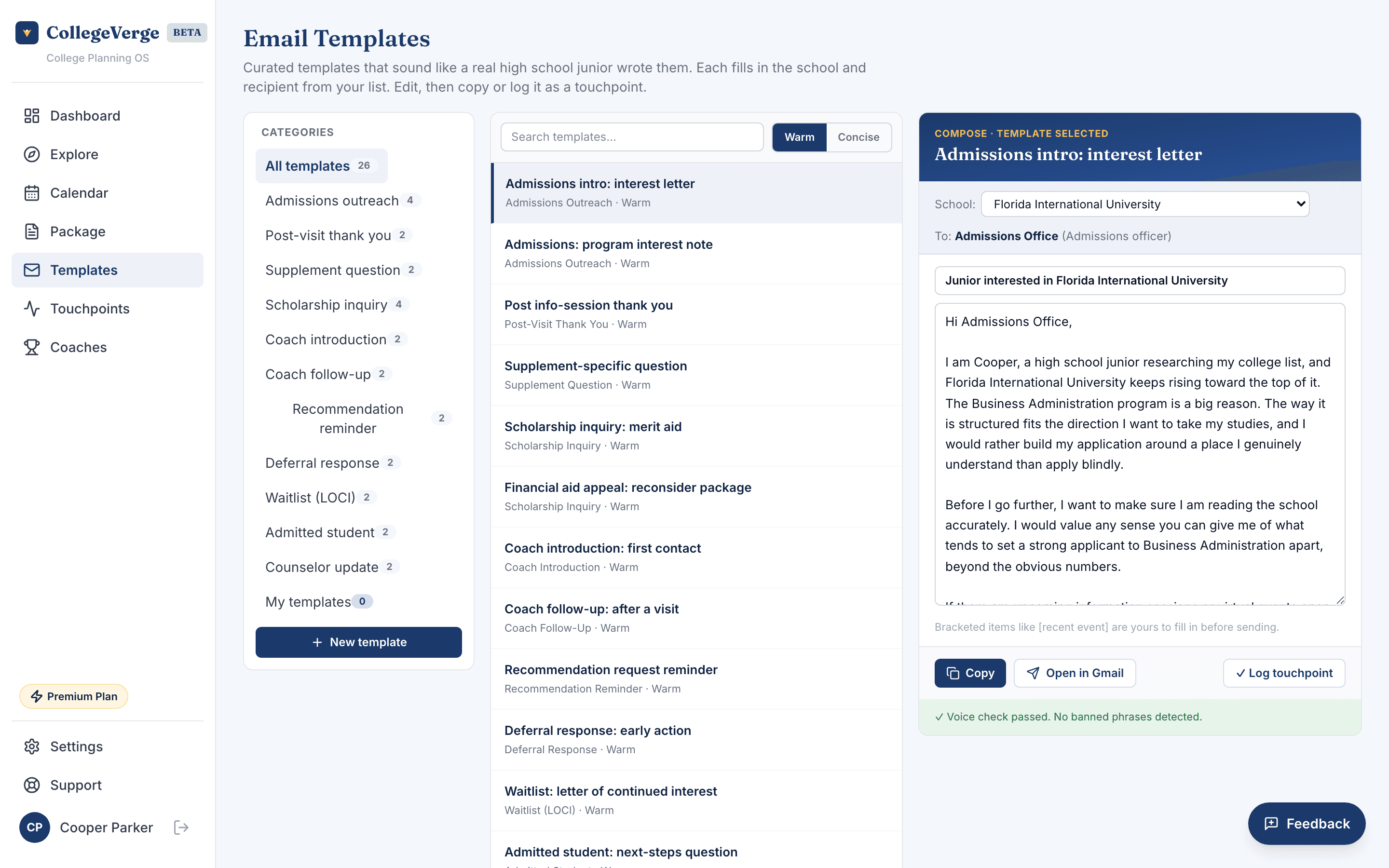 Email template library